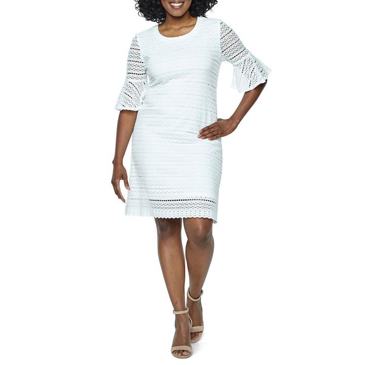 Ronni Nicole Elbow Sleeve Circles Shift Dress-petites