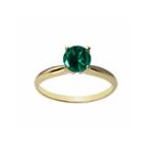 Womens Green Emerald 14k Gold Solitaire Ring
