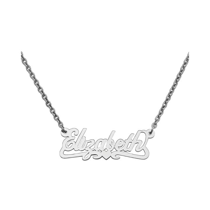 Personalized 12x35mm Heart Scroll Name Necklace