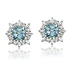 Blue Topaz Sterling Silver 12mm Square Stud Earrings