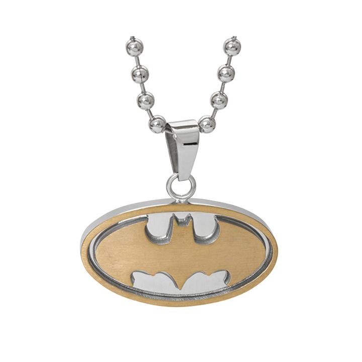 Dc Comics Stainless Steel And 14k Gold Batman Pendant