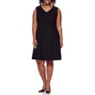 Liz Claiborne Sleeveless Black Fit-and-flare Dress - Plus