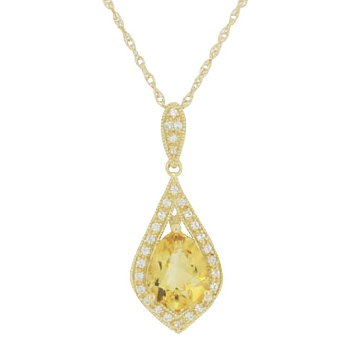14k Gold Over Silver Genuine Citrine & Lab-created White Sapphire Pendant Necklace
