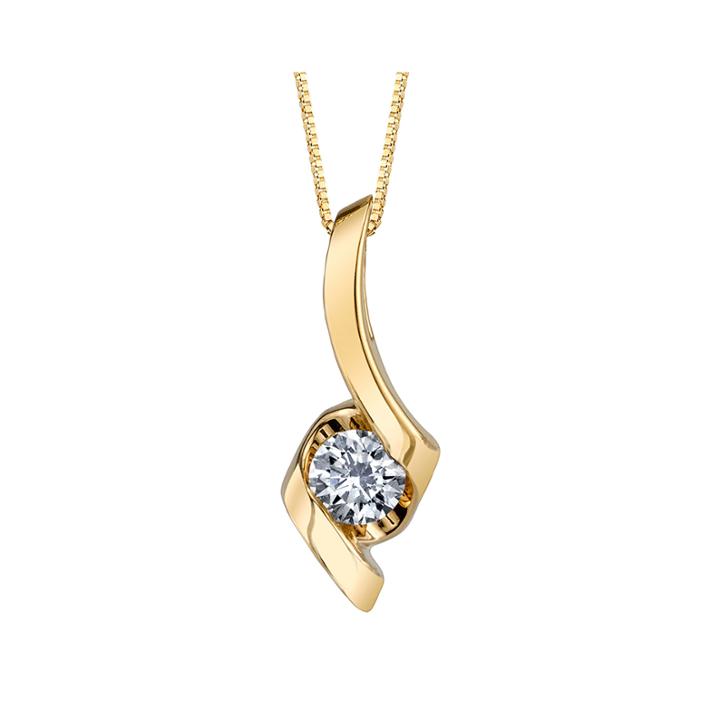 Sirena 1/3 Ct. Diamond Solitaire 14k Yellow Gold Pendant Necklace