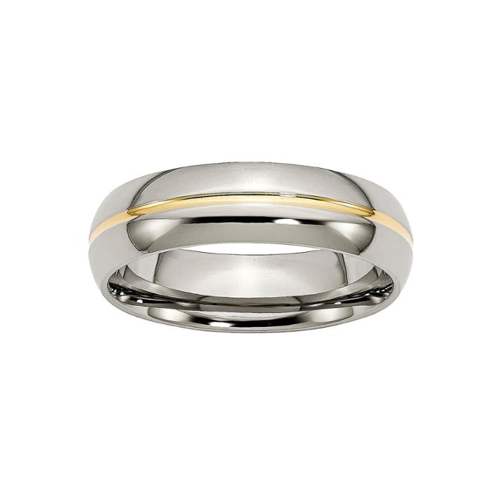 Personalized Mens 6mm Titanium Yellow Ion-plated Wedding Band