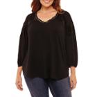 Liz Claiborne Velvet Trim Top-plus