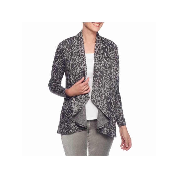Lark Lane Silver Screen Long Sleeve Draped Neck Cardigan