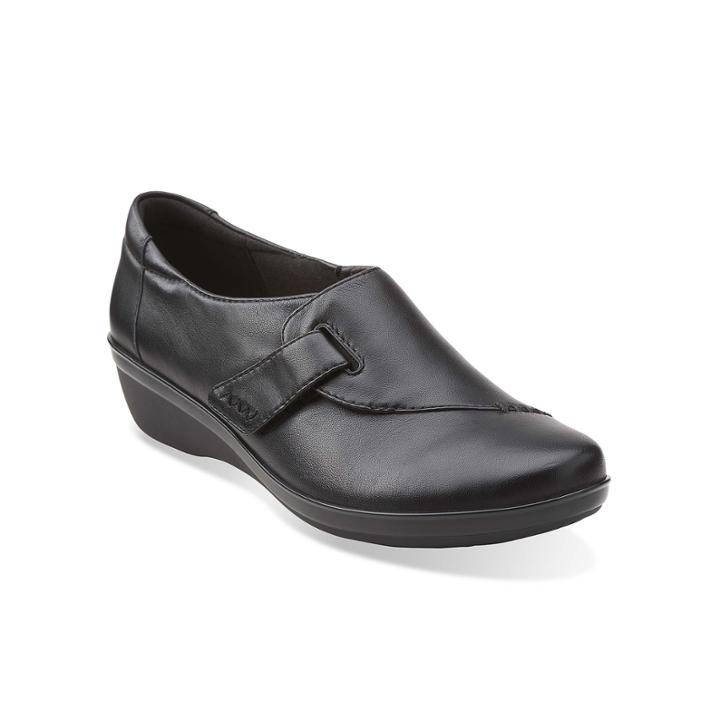 Clarks Everlay Kara Leather Womens Loafers In Wide Width