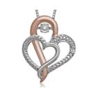 Love In Motion&trade; Diamond-accent Two-tone Double-heart Pendant Necklace