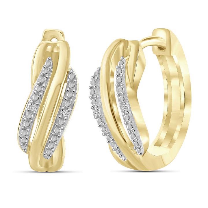 Diamond Accent White Diamond 17.6mm Round Hoop Earrings