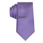 J.ferrar Satin Solid Tie Withtie Bar