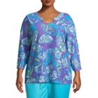 Alfred Dunner All Aflutter Abstract Butterfly T-shirt- Plus