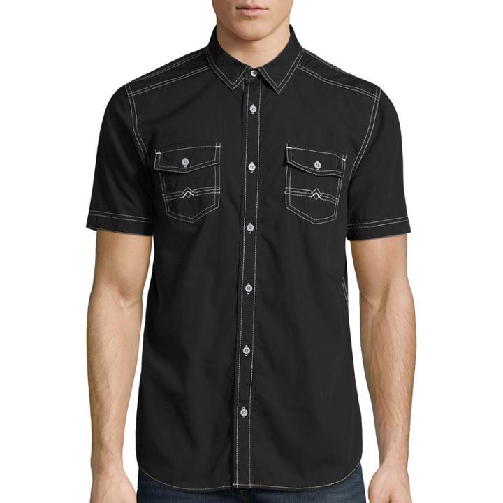 I Jeans By Buffalo Mendel Short-sleeve Woven Cotton Shirt