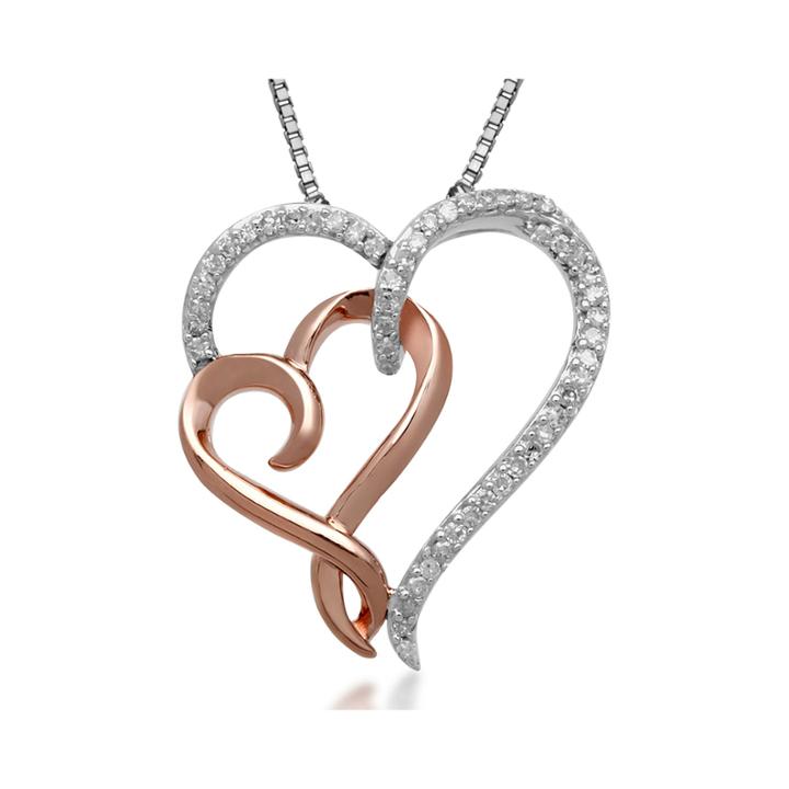 Hallmark Diamonds 1/7 Ct. T.w. Diamond Sterling Silver & 14k Rose Gold Pendant
