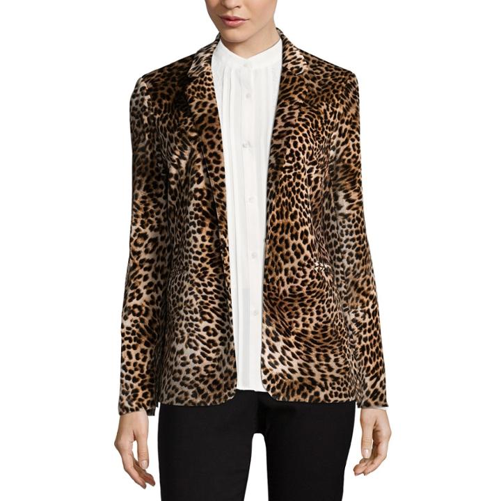 Libby Edelman Leopard Print Velvet Blazer