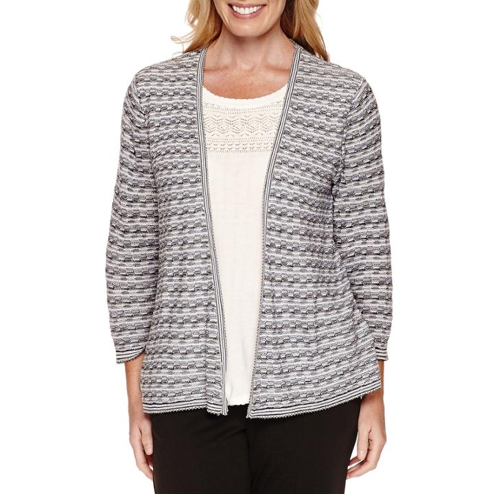 Alfred Dunner Spacedye Texture Twofer Sweater