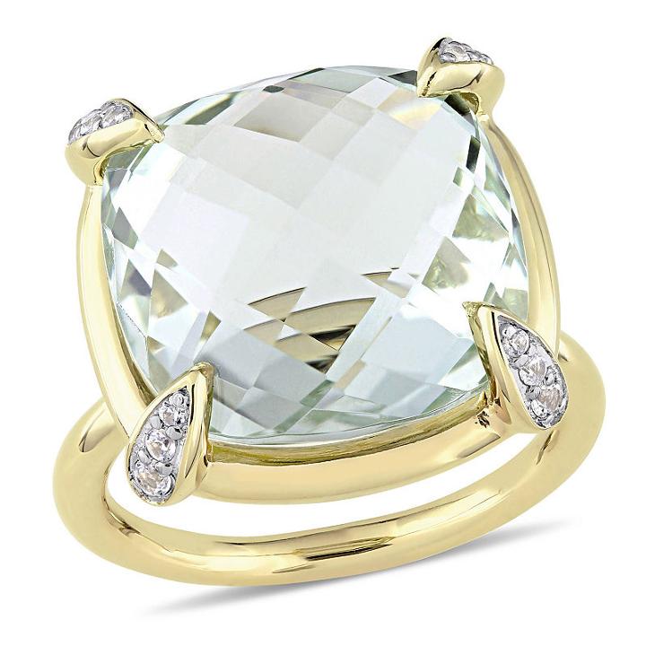 Womens Green Amethyst 14k Gold Cocktail Ring