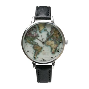 Geneva Platinum Womens Black Strap Watch-10150