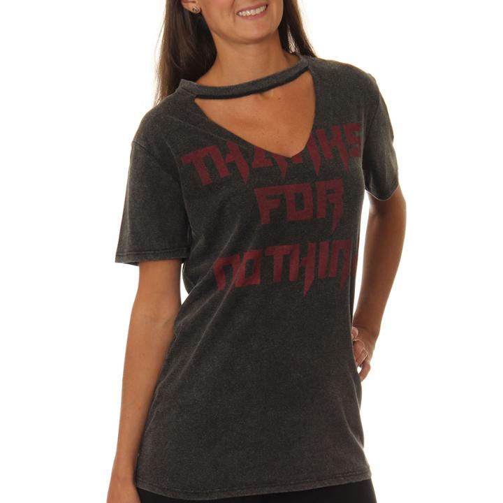 Freeze Juniors' Thanks For Nothing Cutout V-neckshort Sleeve Graphic T-shirt