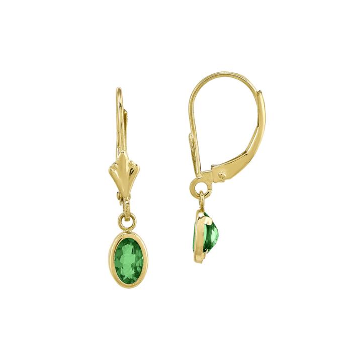 Genuine Emerald 14k Yellow Gold Drop Earrings