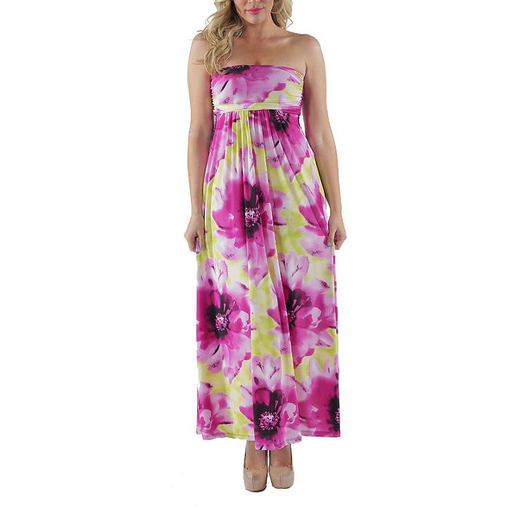 24/7 Comfort Apparel Floral Tube Maxi Dress-plus