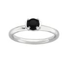 Personally Stackable Sterling Silver Black Agate Stackable Ring