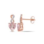Heart-shaped Genuine Morganite And Diamond-accent 10k Rose Gold Earrings