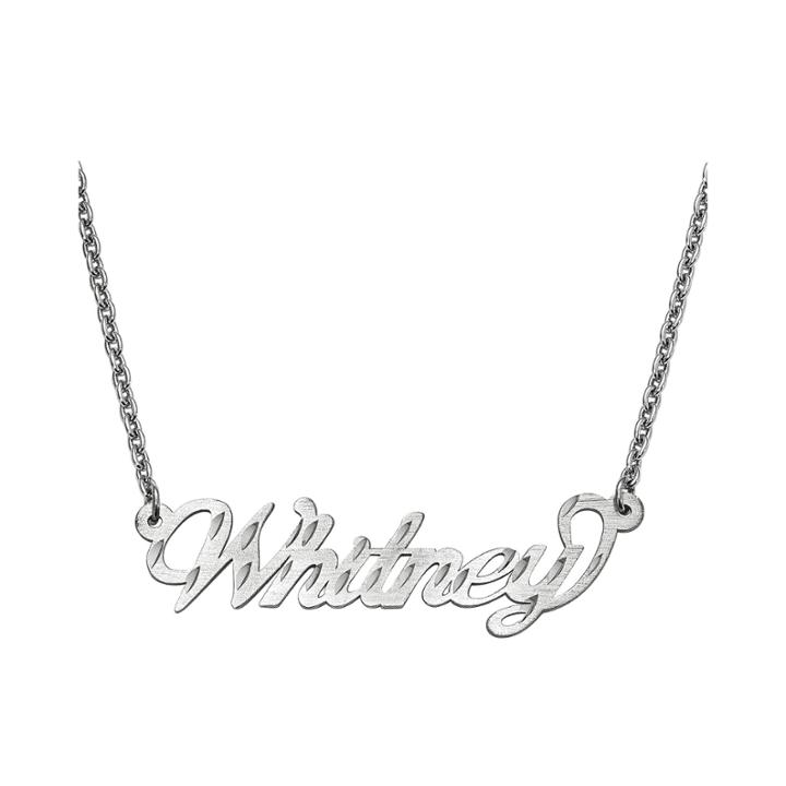 Personalized 15x46mm Diamond-cut Name Necklace