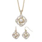 Monet Simulated Pearl Flower Earring And Necklace Set