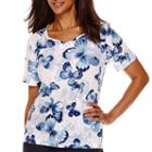 Alfred Dunner Short-sleeve Butterfly Print Top