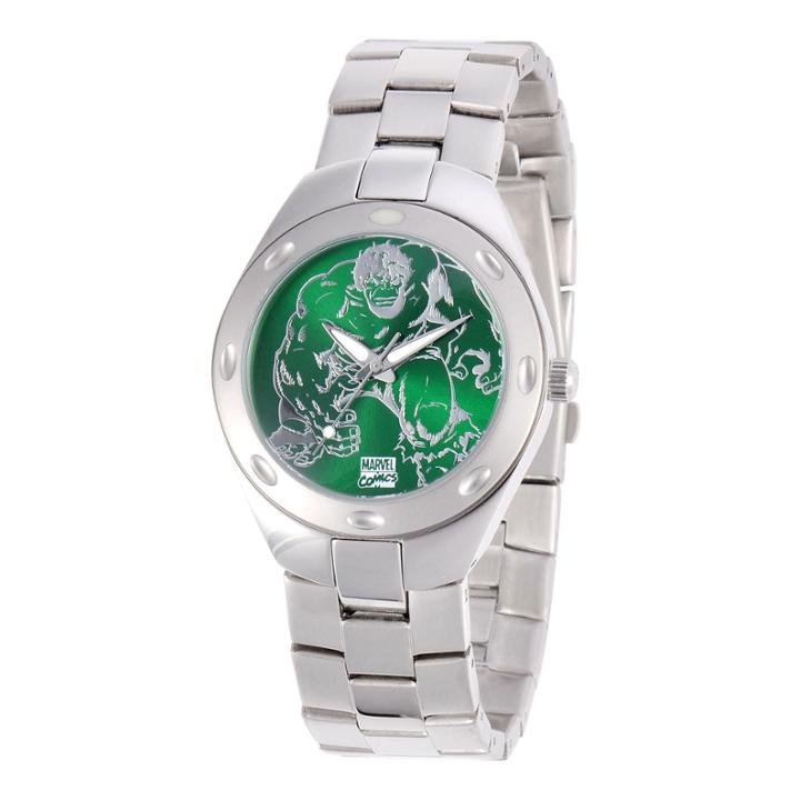 Marvel Fortaleza Incredible Hulk Mens Silver-tone & Green Watch