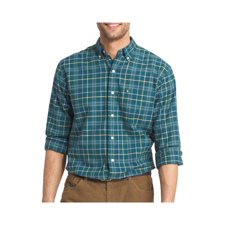 Izod Long-sleeve Plaid Button Front Shirt