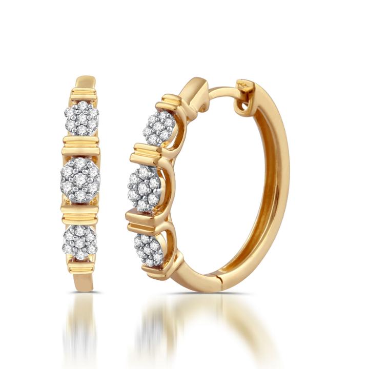 Diamond Blossom White Diamond 10k Gold Hoop Earrings