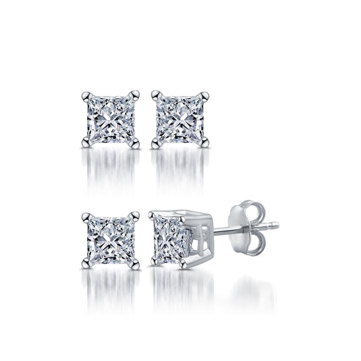 Classic 1/2 Ct. T.w. Princess White Diamond 10k Gold Stud Earrings