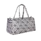 Waverly Black White Ikat Quilted Duffle Tote Bag