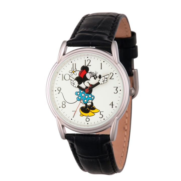 Disney Minnie Mouse Womens Black Strap Watch-wds000408