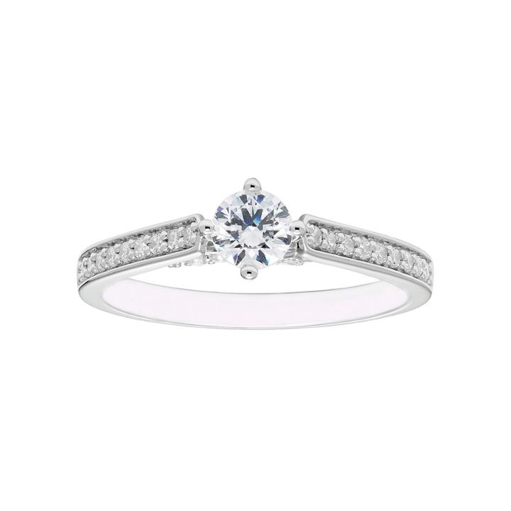 Enchanted Fine Jewelry By Disney Womens 1/2 Ct. T.w. Genuine Round White Diamond 14k Gold Promise Ring
