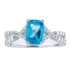 Womens Genuine Topaz Blue Sterling Silver Cocktail Ring