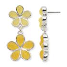 Liz Claiborne Yellow Stone Silver-tone Flower Double-drop Earrings