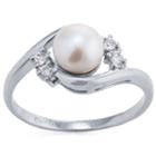 Silver Treasures Womens White Delicate Ring
