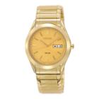 Seiko Mens Champagne Dial Gold-tone Stainless Steel Solar Watch Sne058