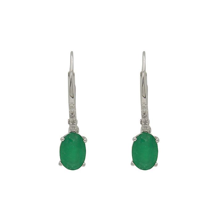 Limited Quantities! Diamond Accent Genuine Emerald 14k Gold Drop Earrings