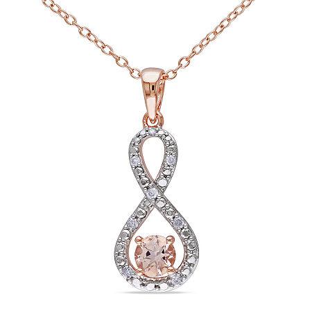 Genuine Morganite And Diamond Infinity Pendant Necklace