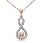 Genuine Morganite And Diamond Infinity Pendant Necklace