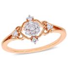 Womens 1/6 Ct. T.w. Genuine Diamond White 10k Rose Gold Cluster Ring