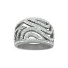 Crystal Sterling Silver Swirl Ring