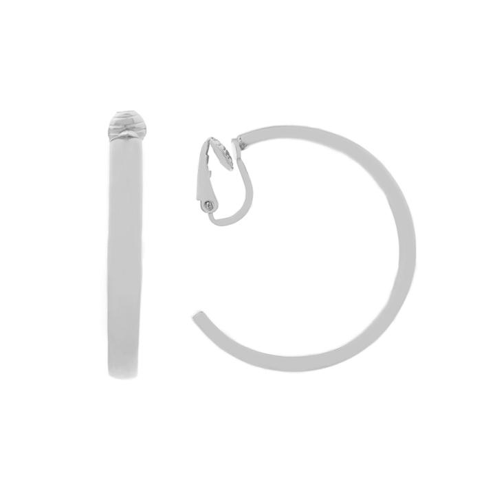Liz Claiborne Silver Tone Large Hoop Clip On Earrings