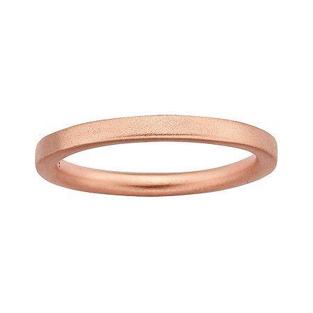 Personally Stackable 18k Rose Gold Over Sterling Silver 3.5mm Satin Ring
