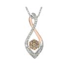 1/3 Ct. T.w. Champagne & White Diamond 10k Two-tone Gold Pendant Necklace
