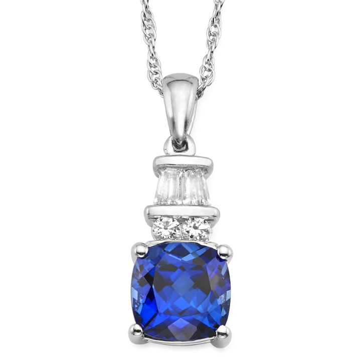 Lab Created Blue And White Sapphire Sterling Silver Pendant